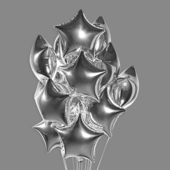 Шары фольгированные звезды серебро (20 шт)