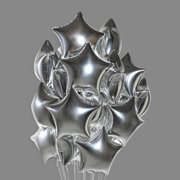 Шары фольгированные звезды серебро (25 шт)