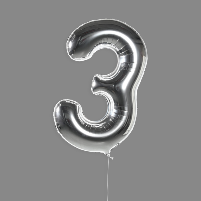 Шар фольгированный серебро "3" Шар фольгированный серебро "3"