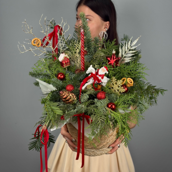 Цветы в корзине А-ля рус