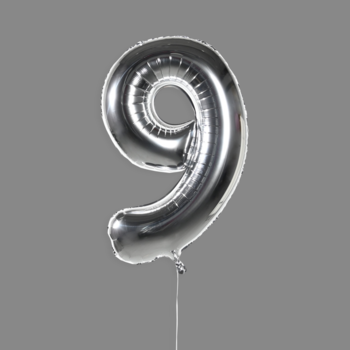 Шар фольгированный серебро "9"