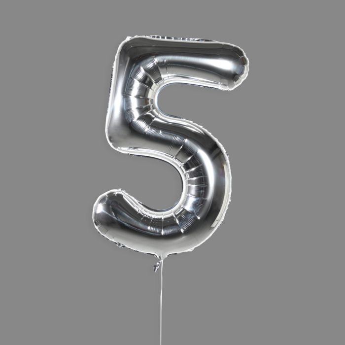 Шар фольгированный серебро "5" Шар фольгированный серебро "5"