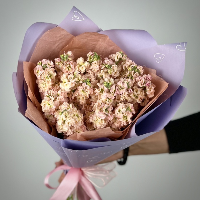 Букет из 15 персиковых маттиол