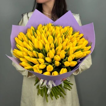 Букет из 101 желтых тюльпанов