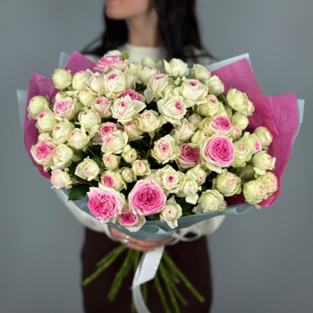 Букет из 25 кустовых пионовидных роз Джелатто