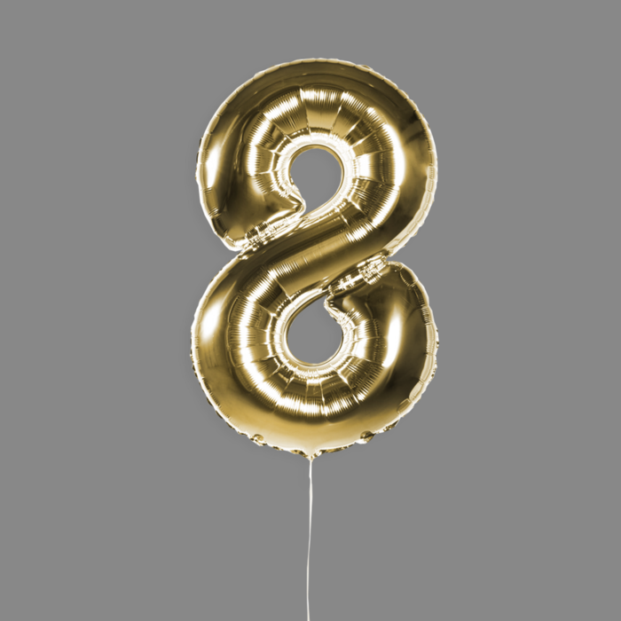 Шар фольгированный золото "8" Шар фольгированный золото "8"