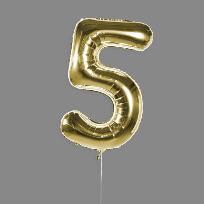 Шар фольгированный золото "5" Шар фольгированный золото "5"