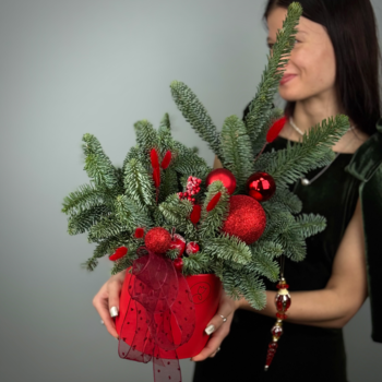 Цветы в коробке Дед мороз идет!