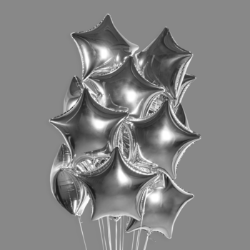 Шары фольгированные звезды серебро (15 шт)