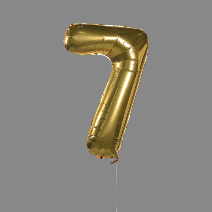 Шар фольгированный золото "7"