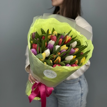 Букет из 41 тюльпанов микс