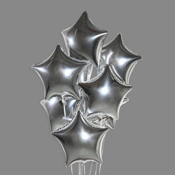 Шары фольгированные звезды серебро (9 шт)